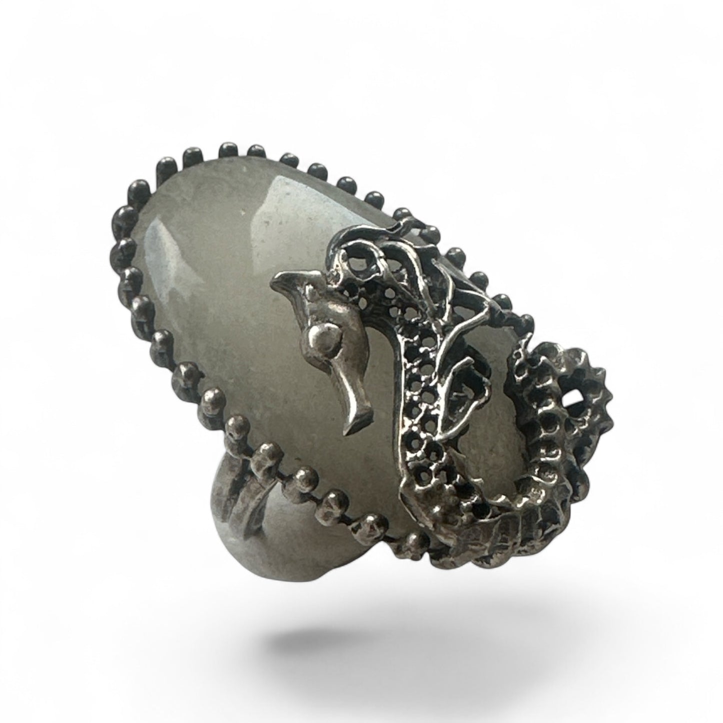 NATURAL WHITE GEMSTONE  AND THE  NOBLE GUARDIAN SEAHORSE