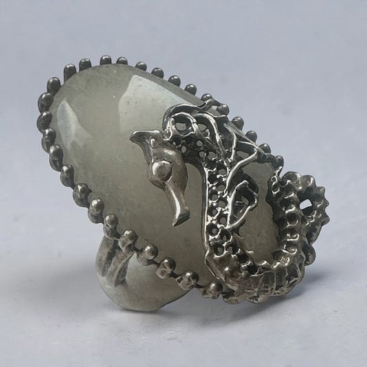 NATURAL WHITE GEMSTONE  AND THE  NOBLE GUARDIAN SEAHORSE